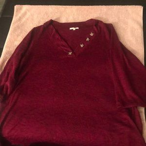 Burgundy thin sweater size 2X Ava James
